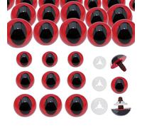 Thalinfayi Lot de 160 yeux de sécurité rouges de 10/15/24 mm et rondelles sécurisées pour crochet Amigurumi - Yeux de chat - Yeux de dragon - Pour bricolage, crochet, poupées, marionnettes, animaux en
