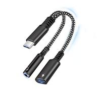 Thalire 2 en 1 Adaptateur USB C Jack 3.5mm, Type-C Audio & Charge Rapide 60W, Adaptateur USB-C vers 3.5mm, Adaptateur Casque, Prise-Jack pour Appareils USB-C, Cable Aux Hi-Res