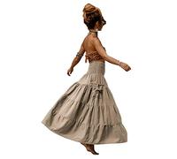 Thaluta Maxi Boho Skirt Long Pockets Cotton Hippie Bohemian Elastic Waist Gypsy Skirt Beige