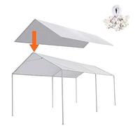 Thanaddo Auvent de Rechange de 3 x 6 m pour abri de Garage, Tente d'abri avec tendeurs à 44 Boules gratuites, Blanc (Housse Uniquement, Cadre Non Inclus) (3 x 50 cm, Blanc)
