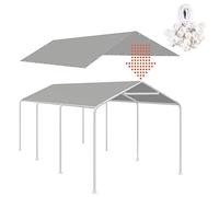 Thanaddo Auvent de Rechange de 3 x 6 m pour abri de Garage, Tente d'abri avec tendeurs à 48 Boules gratuites, Gris (Housse Uniquement, Cadre Non Inclus)