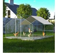Thanaddo - Enclos Poulailler 12 m² avec Toit Imperméable, Acier Galvanisé, Parc Grillagé 3x4x2m pour poules,lapins, Anti UV