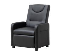 THANADDO - Fauteuil relax manuel à dossier inclinable avec repose-pieds réglable, 67,5 × 76,5 × 95,5 cm, simili-cuir noir.