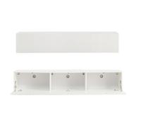 THANADDO - Meuble TV lowboard 160 cm avec porte basculante et rangement, blanc, table TV / meuble de salon