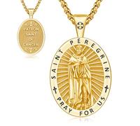 Thanches Collier médaille St Pèlerin pour homme et femme en argent sterling 925 avec pendentif amulette religieuse