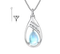 Thanches Collier urne en forme de goutte pour cendres, bijou funéraire en argent sterling 925 avec pendentif en forme de goutte d'eau pour colliers urnes, bijoux cadeaux (bleu)