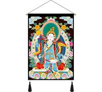 Thangka tibétain Bouddha suspendu tissu revêtement mural fond tissu salon porche tissu tapisserie décoration murale peinture personnalisation(Blue red,45x120cm)