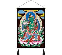 Thangka tibétain Bouddha suspendu tissu revêtement mural fond tissu salon porche tissu tapisserie décoration murale peinture personnalisation(Dark green,45x120cm)