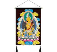 Thangka tibétain Bouddha suspendu tissu revêtement mural fond tissu salon porche tissu tapisserie décoration murale peinture personnalisation(Yellow red,45x120cm)
