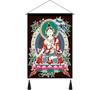 Thangka tibétain Bouddha suspendu tissu revêtement mural fond tissu salon porche tissu tapisserie décoration murale peinture personnalisation(True red,45x120cm)
