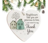 Thank You Neighbor Heart Ornament - Ceramic Heart-Shaped Keepsake | Appreciation ĢÏft for Neighbors, Moving Away Farewell, Housewarming Decor, Christmas Tree Hanging Decoration