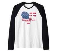 Thank You Veterans Day Drapeau américain Militaire Militaire Patriotique Manche Raglan