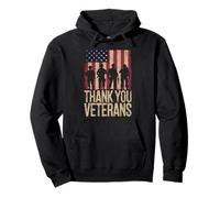 Thank You Veterans Drapeau Usé Silhouette Soldat Journée Sweat à Capuche