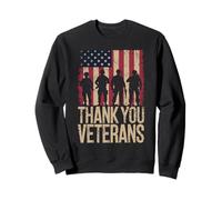 Thank You Veterans Drapeau Usé Silhouette Soldat Journée Sweatshirt