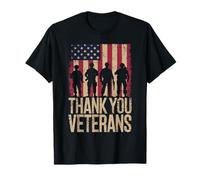 Thank You Veterans Drapeau Usé Silhouette Soldat Journée T-Shirt