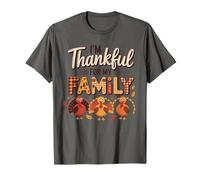 Thankful for Family Thanksgiving Automne Turquie Plaid rétro T-Shirt