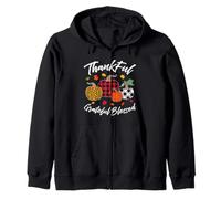 Thankful Grateful Blessed Leopard Plaid Citrouille Thanksgiving Sweat à Capuche