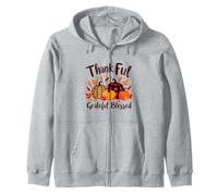 Thankful Grateful Blessed Leopard Plaid Citrouille Thanksgiving Sweat à Capuche