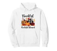 Thankful Grateful Blessed Leopard Plaid Citrouille Thanksgiving Sweat à Capuche