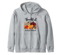 Thankful Grateful Blessed Leopard Plaid Citrouille Thanksgiving Sweat à Capuche