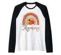 Thankful Grateful & Blessed Mommy Citrouille Léopard Arc-en-Ciel Manche Raglan