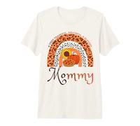 Thankful Grateful & Blessed Mommy Citrouille Léopard Arc-en-Ciel T-Shirt Haut de Gamme