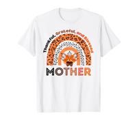 Thankful Grateful & Blessed Mother Citrouille Léopard Arc-en-Ciel T-Shirt Graphique avec Valeur