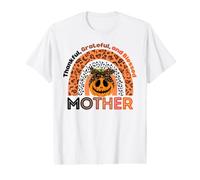 Thankful Grateful & Blessed Mother Citrouille Léopard Arc-en-Ciel T-Shirt Graphique avec Valeur