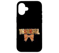 Thankful Patchwork Automne Typographie avec Bow Graphic Coque pour iPhone 16