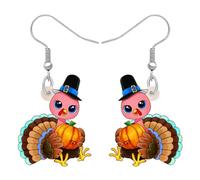 Thankgiving Boucles d'oreilles pendantes hypoallergéniques Motif floral, 23mm x 25mm, Acrylique, Pas de pierre précieuse