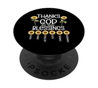 Thanks Be to God for These Blessings Tournesol Christian PopSockets PopGrip Adhésif