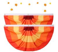 Thanksgiving 3x6 Ft Fall Pleated Fan Flag, Fall Buntings for Outside with 3 Rustproof Grommets & Easy Hang for Harvest Indoor Outdoor Yard Decorations (2pcs)