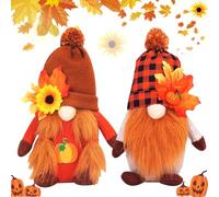 Thanksgiving Automne Décorations en Peluche, 2 Pièces Automne GNOME Peluche Elfe Décoration, Nain en Peluche Mignonne Décorations, Thanksgiving Cadeau pour la Maison, Le Salon, la Fête (M1)