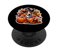 Thanksgiving Basenji Dog Owner Lover Funny Pilgrim Turquie PopSockets PopGrip Adhésif