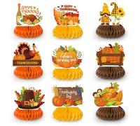 Thanksgiving Centres de Table en Nid d'Abeille - 9pcs Centre de Table en Nid d'Abeille de Thanksgiving,3D Christmas Cartoon Nid Abeille Table Centre pour Thanksgiving Party & Decoration Automne Party