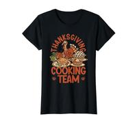 Thanksgiving Cooking Team Turquie Dîner d'automne Pèlerin T-Shirt Graphique avec Valeur