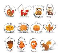 Thanksgiving Emporte-pièces, 12 Pièces Emporte piece automne, Biscuits Fondant, Biscuits Fondant, Cookie Cutter, Acier Inoxydable Emporte Pièces, Renard,Citrouille,hérisson,Dinde,Pignons de Pin