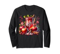 Thanksgiving Fall Hot Tea Graphic for Women Cute Fall Apple Manche Longue