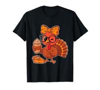 Thanksgiving Femmes Automne Turquie Boire du Café Léopard T-Shirt