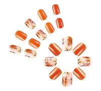 Thanksgiving Nails Acryliques Appuyez Sur ONS Nails Feuilles Conceptions Complets Couvertures Tombe Faux Ongles Automne Stick On Nails For Women Thanksgiving Faux Nails