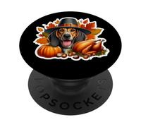 Thanksgiving Plott Hound, propriétaire d'un Chien, Maman et Papa, Dinde automnale Amusante PopSockets PopGrip Adhésif