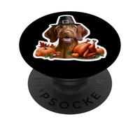 Thanksgiving, propriétaire d'un Chien Vizsla à Poil Dur, Maman et père, Funny Fall PopSockets PopGrip Adhésif