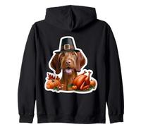 Thanksgiving, propriétaire d'un Chien Vizsla à Poil Dur, Maman et père, Funny Fall Sweat à Capuche
