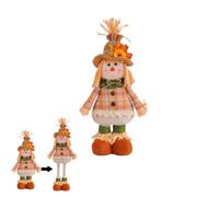 Thanksgiving Scarecrow Doll - Linen PP Cotton PVC 17.32x7.87cm Extended 21.25x7.87cm | Funny Straw Hat Gnome Plush Figurine, Flexible Legs Decoration Doll | For Autumn Harvest Bedroom Kids Room Home