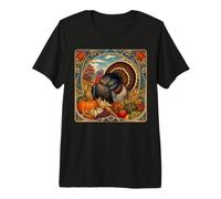 Thanksgiving Turquie Automne Art Nouveau T-Shirt Haut de Gamme