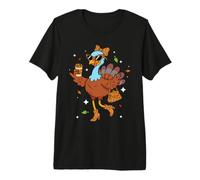 Thanksgiving Turquie Boire du Café Glacé Drôle Automne T-Shirt Haut de Gamme