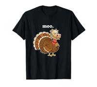 Thanksgiving Turquie Portant Un Masque de Vache pour se Cacher - Drôle T-Shirt
