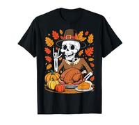 Thanksgiving X-Ray Skeleton Funny Rock Hand Fall Leaves T-Shirt