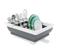 Thanstar Égouttoir à vaisselle pliable Organisateur de vaisselle portable pour cuisine, camping-car, caravane, remorque de voyage Plateau de rangement de cuisine gain de place