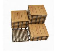 Thaookte 30x30cm Dalles Bois Acacia, Clip System, Imperméable, Int/Ext